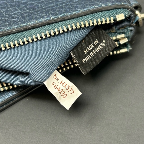 Coach Blue Metallixc Double Pocket Zip Wristlet - Picture 13 of 14